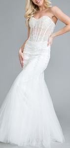 Strapless embellished corset lace up long mermaid wedding gown